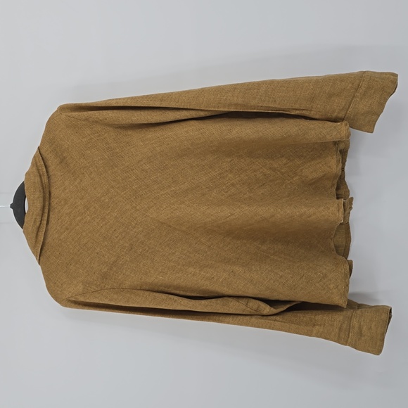 Flax Linen Button Down Blouse Yellowish Women's Size S - Picture 5 of 9